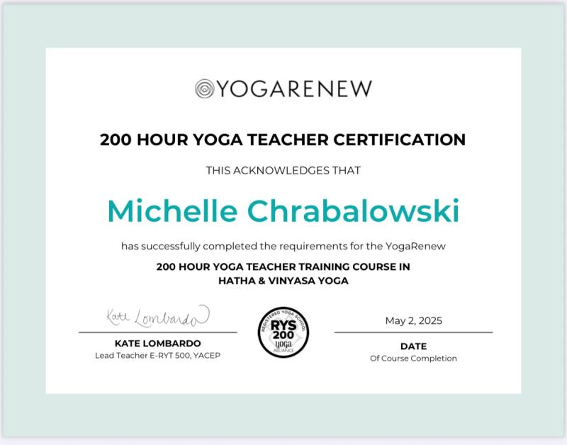 A placeholder for a yoga teaching certificate.
